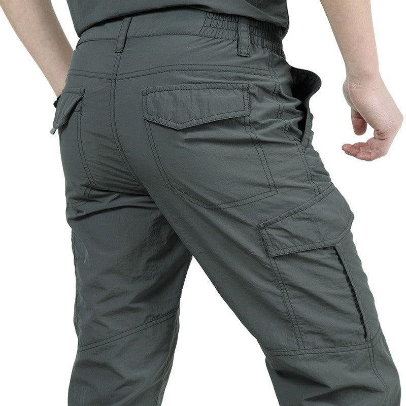 Calça Cargo Tática Masculina de Verão Leve Casual Impermeável Calça Casual Resistente ao Desgaste Multibolsos para Caminhada ao Ar Livre
