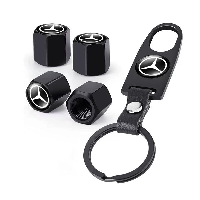 Car Wheel Tire Air Valve Caps with Keychain For Mercedes Benz A180 A200 W205 E63 AMG 2014 2015 W166 W246 W242 W176 W212