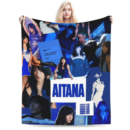 Aitanaed Singer Alpha Album Cobertores Ultra-Macios de Lã Coral de Pelúcia, Presente Relaxante, Mantas, Colchas