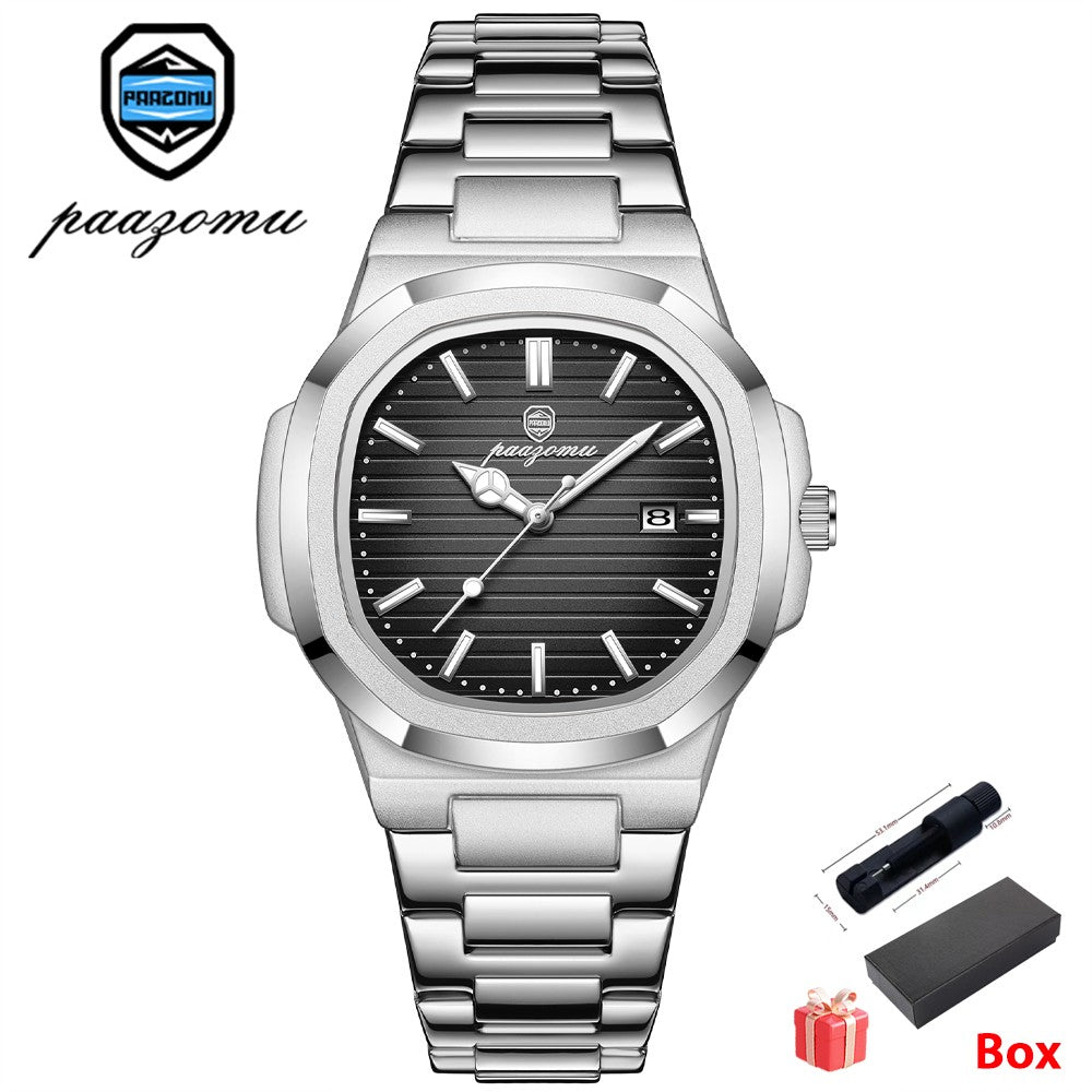 POEDAGAR Luxury Men Quartz Watch Waterproof Date Week Luminous Wristwatch Stainless Steel Men's Watches Male Clock Sports Reloj