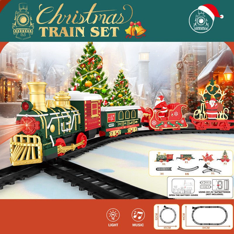 Série de Natal Clássico Controle Remoto Pequeno Trem a Vapor Elétrico com Trilha Luzes Modelo de Trem Presentes de Fim de Ano para Crianças