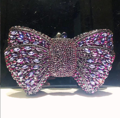 Newest Rhinestone Green/Black Clutch Purse Bow Luxury Diamond Women Red Evening Clutches Bags Wedding Bridal Bag Stones Handbags