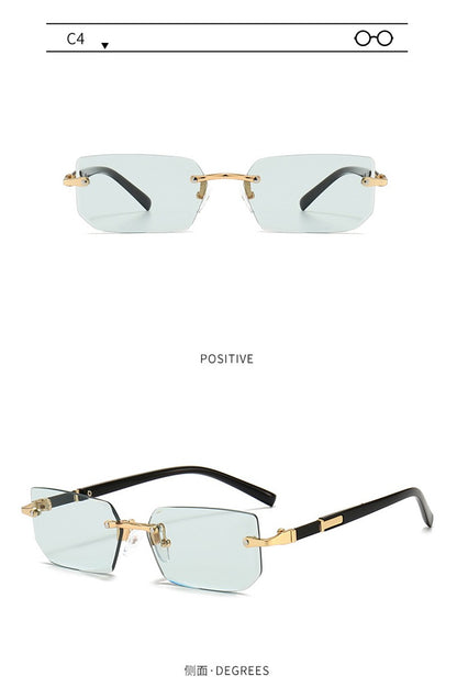 Óculos de Sol da Moda Sem Aro Masculino Feminino Populares Sem Armação Óculos de Sol Masculino Feminino Clássico Pequeno Quadrado Verão Viagem Sombras