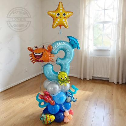 43Pcs Sea World Ocean Animal Balloons Set Birthday Party Decorations Kids Baby Shower Boy Under The Sea Party Supplies 2025