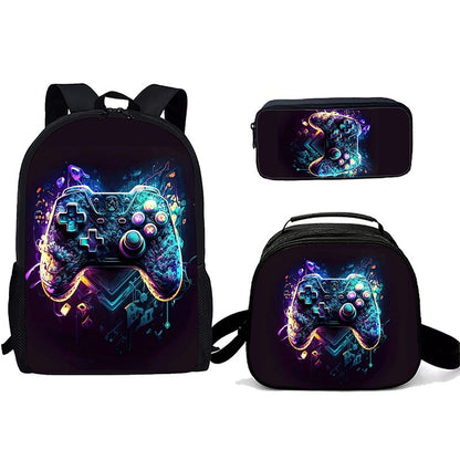 Desenho animado Popular console de jogos pad Impressão 3D 3pçs/Conjunto Mochilas Escolares de Estudante para Laptop Mochila Daypack Bolsa Transversal de Almoço Estojo de Lápis