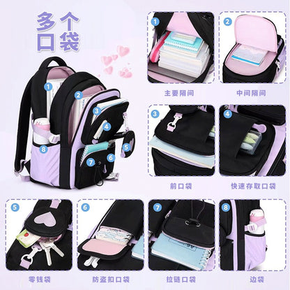 Mochila Escolar Estojo Lancheira Love Pattern Três Peças Tecido Nylon Impermeável Menino Menina Adolescentes Mochila Tendência