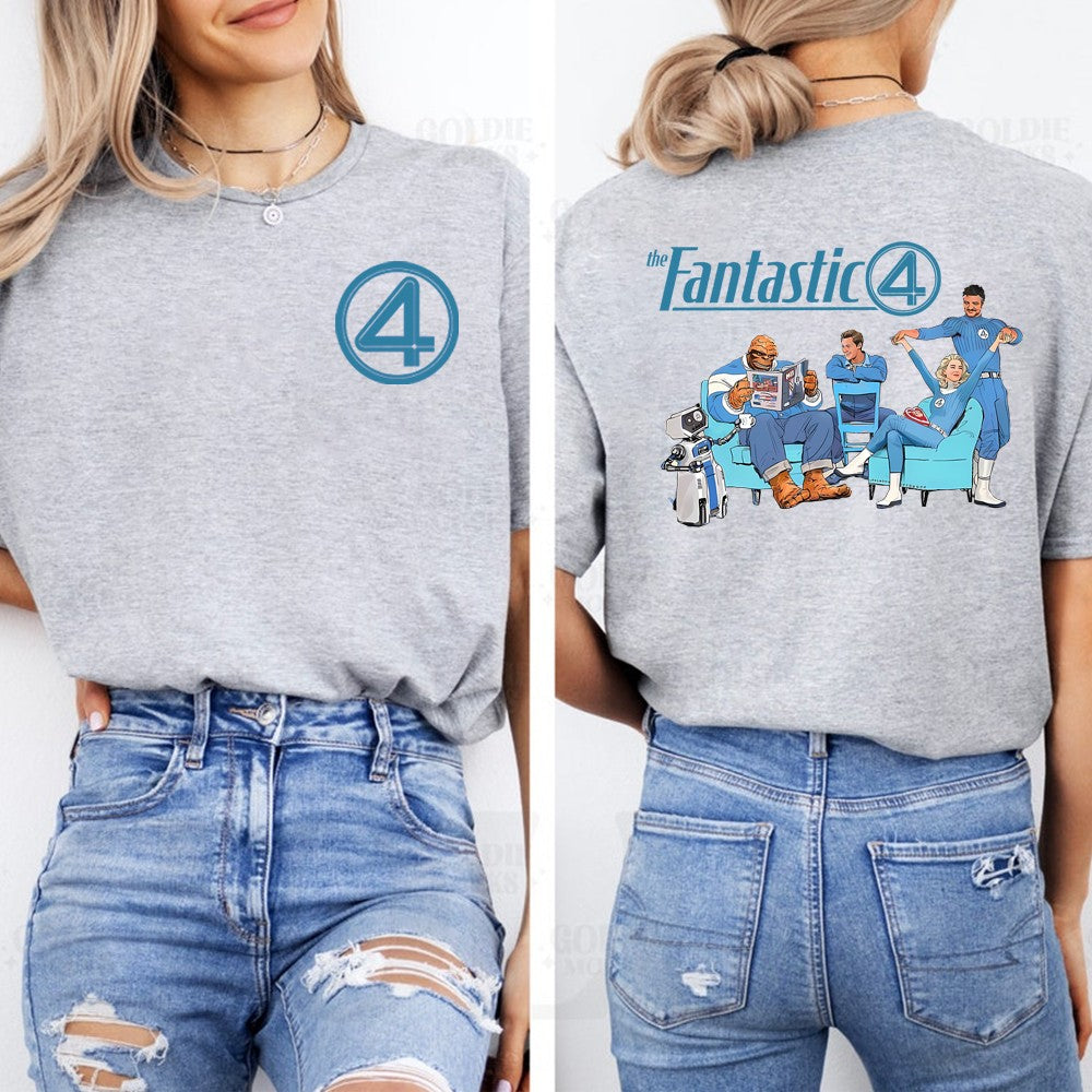 Fantastic Four Shirt Fantastic 4 First Step Logo T-Shirt Reed Richards MCU Merch Men Women Retro Superhero Cosplay Halloween Top