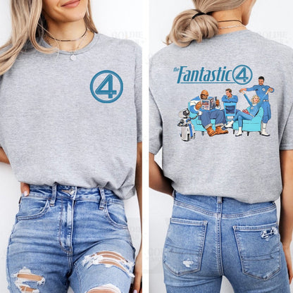 Fantastic Four Shirt Fantastic 4 First Step Logo T-Shirt Reed Richards MCU Merch Men Women Retro Superhero Cosplay Halloween Top