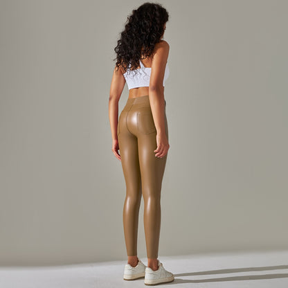 PU Leather Leggings Women Sexy Scrunch Butt Leggings Girls Faux Leather Pants High Waist Push Up Casual Leggings 6 Color