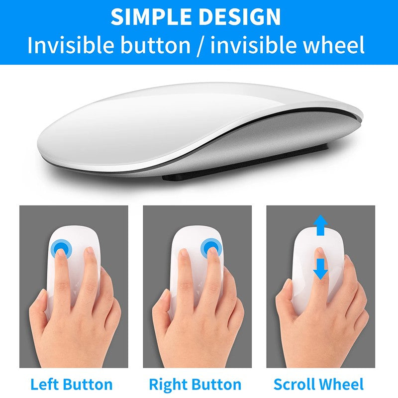 Mouse de Computador Sem Fio Bluetooth Xiaomi Magic Recarregável Touch Fino Ergonômico Modo Duplo Silencioso para PC Apple Macbook Air