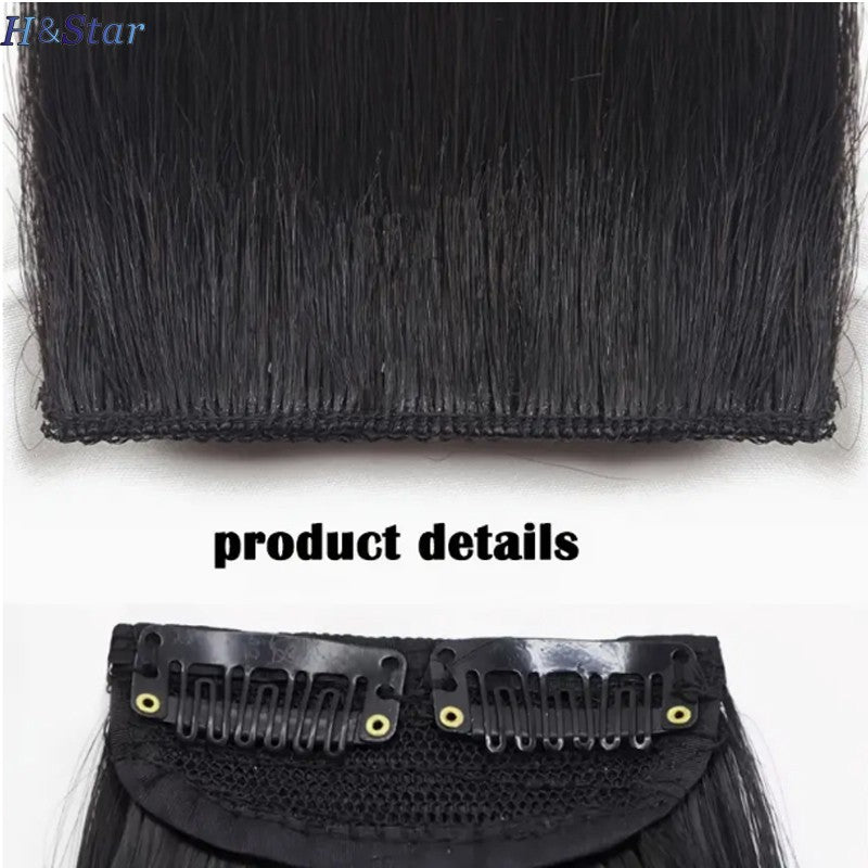 H&STAR 30cm Sintético Curto Liso Pad Extensão de Cabelo Invisível Forro de Cabelo Parte Superior da Cabeça Peruca para Mulheres