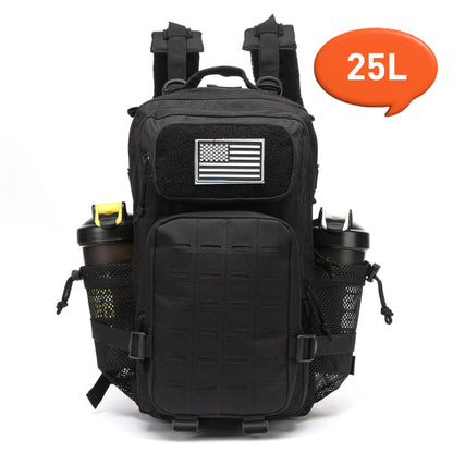 Mochila Tática 25L/50L Caça MOLLE Bolsa GYM Para Homens EDC Caminhada Ao Ar Livre Com 2 Porta-Garrafas