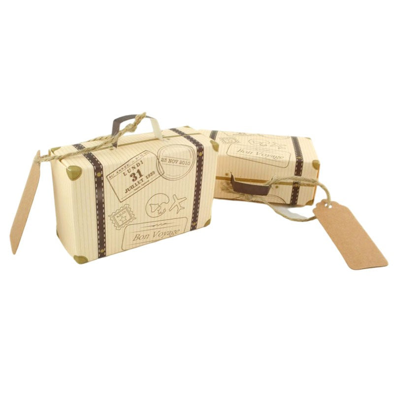 10/20/50pcs Mini Travel Suitcase Candy Box Kraft Paper Chocolate Favor Gift Box Packaging Bag Wedding Birthday Party Decoration