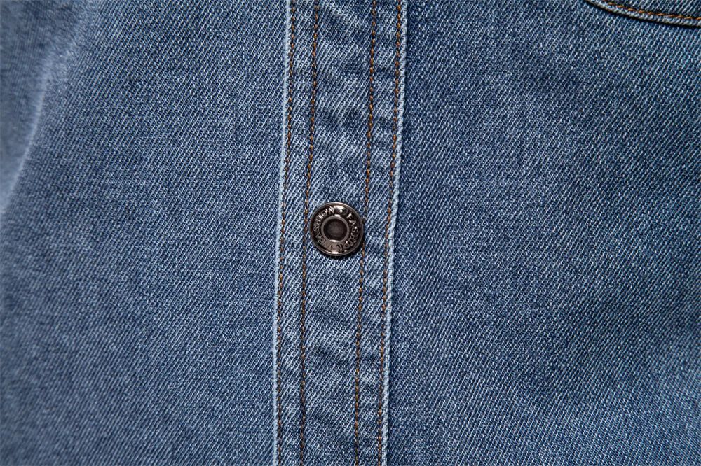 New Autumn 100% Cotton Mens Denim Shirts Solid Color Long Sleeve Cowboy Shirt Coat Fashion Casual Jean Shirt for Men