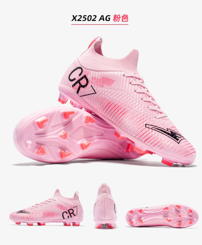 Unisex Soccer Shoes High-Tops Lace-Up Non-Slip Spikes Outdoor Sports Athletic Football Cleats for Professional Training Sneaker