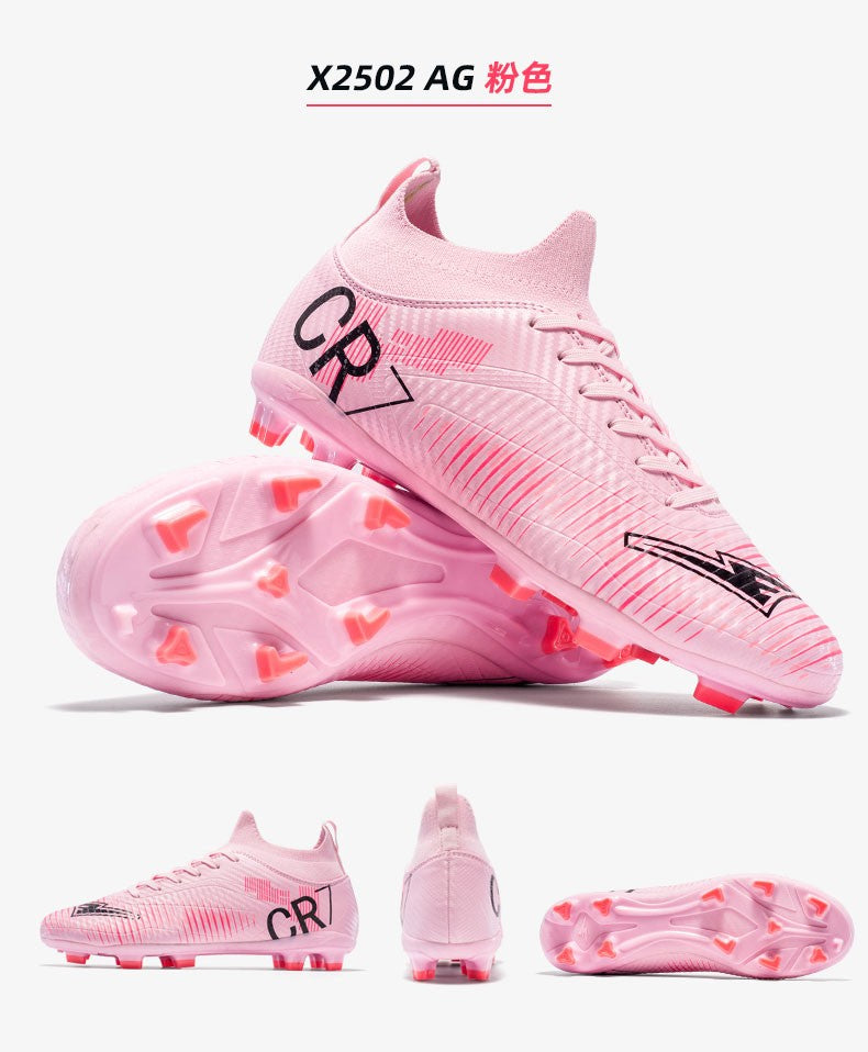 Unisex Soccer Shoes High-Tops Lace-Up Non-Slip Spikes Outdoor Sports Athletic Football Cleats for Professional Training Sneaker