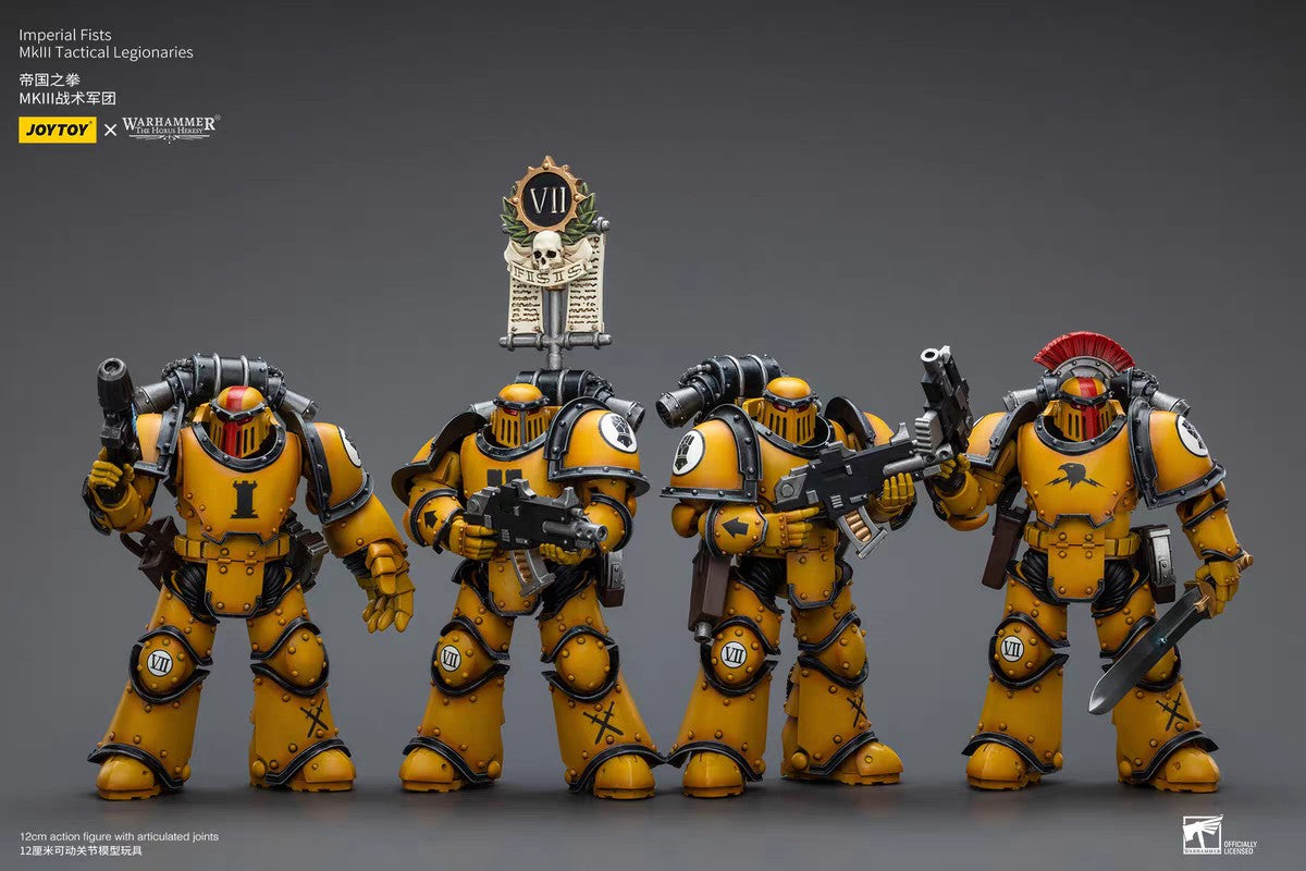 ?JOYTOY?Warhammer 40K Imperial Fists Mkll Legionários Táticos 4 Peças 1/18 Action Figure Brinquedo Colecionável