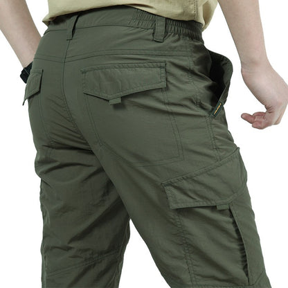 Calça Cargo Tática Masculina de Verão Leve Casual Impermeável Calça Casual Resistente ao Desgaste Multibolsos para Caminhada ao Ar Livre