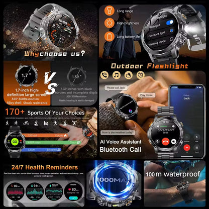 2025 Novo Smartwatch Militar T-Rex 3 Ultra Bateria de 1000mAh 5ATM À Prova D'água Lanterna Monitor Cardíaco Rastreador Esportivo Smartwatch Masculino