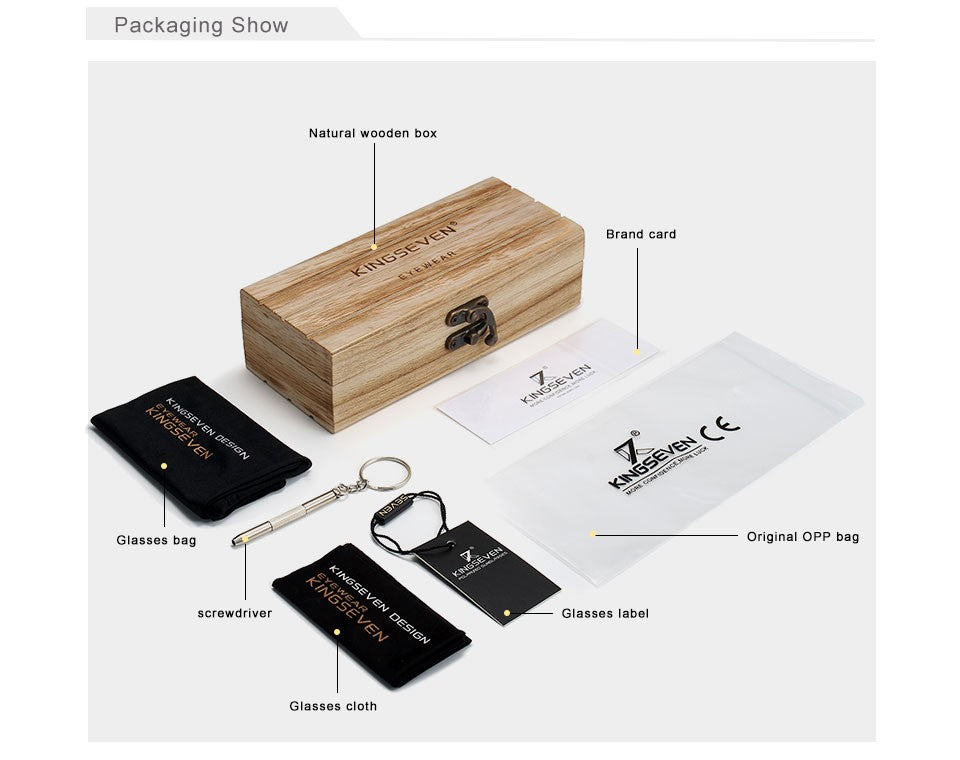 KINGSEVEN Brand 2023 Fashion Handmade Natural Wooden Sunglasses For Men Women Polarized Sun Glasses UV400 Mirror Male Eyewear