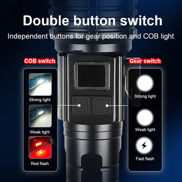 Super Bright Flashlight 10000000LM Torch High Power LED Flashlights Zoomable Lantern Rechargeable Lamp Magnet Tactical Lantern