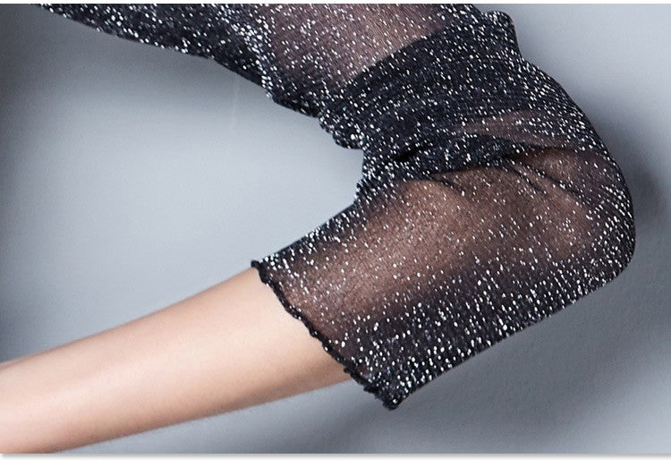 2025 Glitter Mesh Blouse Sexy Womens Shirts Long Sleeve Tops Korean Black Pink O-Neck Elegant Slim Blouse Camisas Femininas