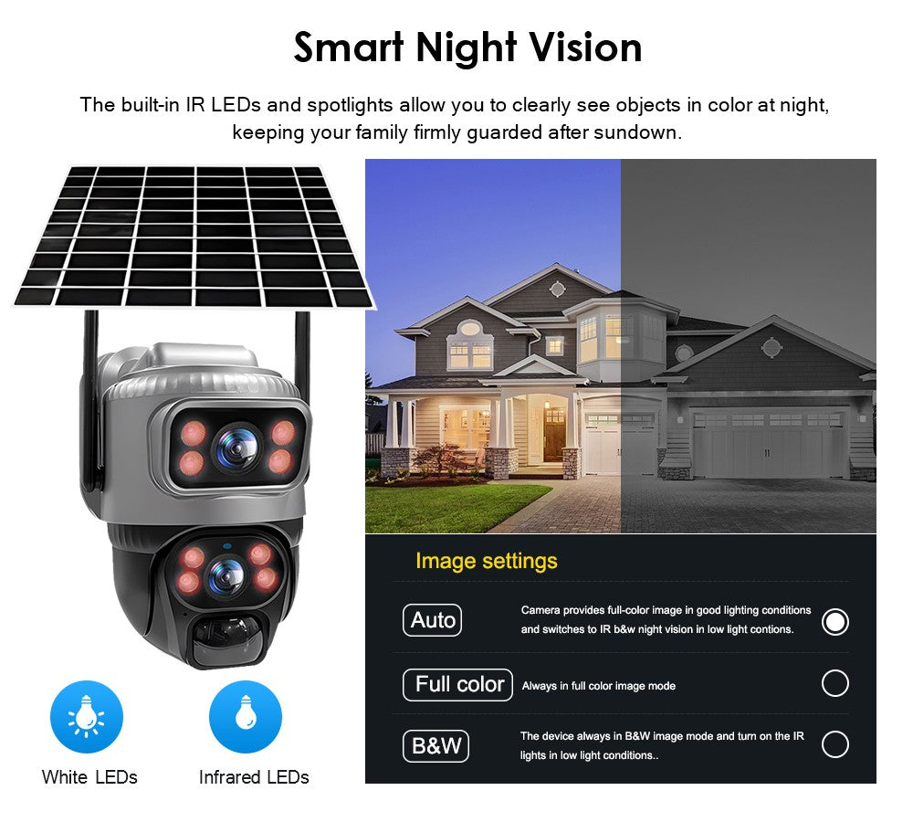 Câmera V380 Lente Dupla 4G Solar PIR Detecção Humana Visão Noturna À Prova D'Água Segurança Vídeo IP Câmera 8MP 4K Bateria Monitor CFTV