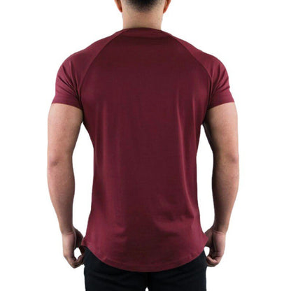 Plain Gym T-shirt Men Summer Fitness Clothing O-Neck Short Sleeve T shirt Cotton Slim Fit Tshirt Bodybuilding Workout Tees Tops