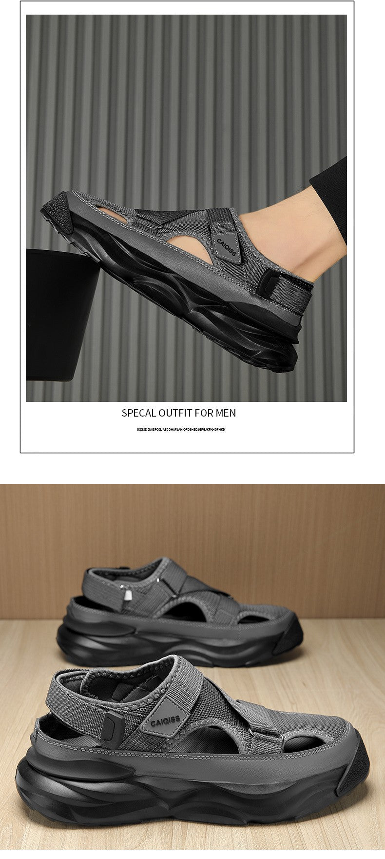 Men's Sandals Summer Platform Slippers Non-Slip Beach Pool Sandals Mesh Hole Men's Garden Shoes Flip Flop Outdoor Water Shoes