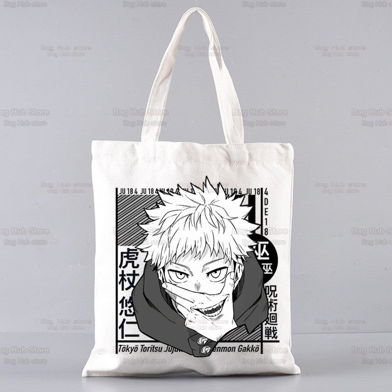Jujutsu Kaisen Cartoon Shopping Bag Ryomen Sukuna Itadori Yuji Bolsas De Tela Shopper Okkotsu Yuta Gojo Satoru Shopping Jute Bag