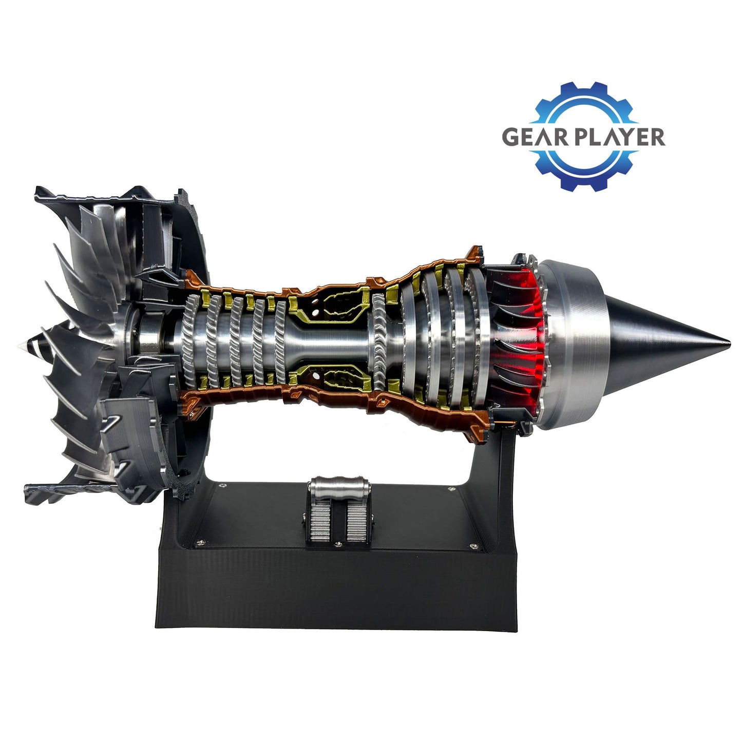 Kit de Modelo de Motor Turbojato com Velocidade Ajustável e Simulação de Chama Traseira para Montagem DIY e Projetos de Ciência