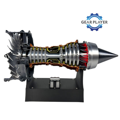 Kit de Modelo de Motor Turbojato com Velocidade Ajustável e Simulação de Chama Traseira para Montagem DIY e Projetos de Ciência