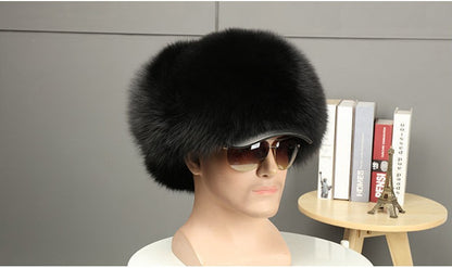 Real Fur 100% Fox Skin Russian Businessmen Pilot Bombers Full Mao Men's hat Ushanka Winter Ear Guard Hat Raccoon Fur Beanie hat