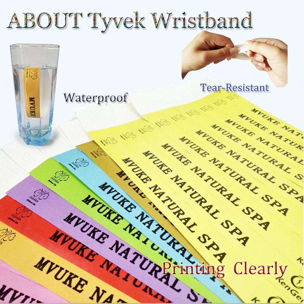 100pcs Colorful Neon Paper Wristbands Mixed Multicolor Waterproof Bracelet charms for Events Festivals,non-custom