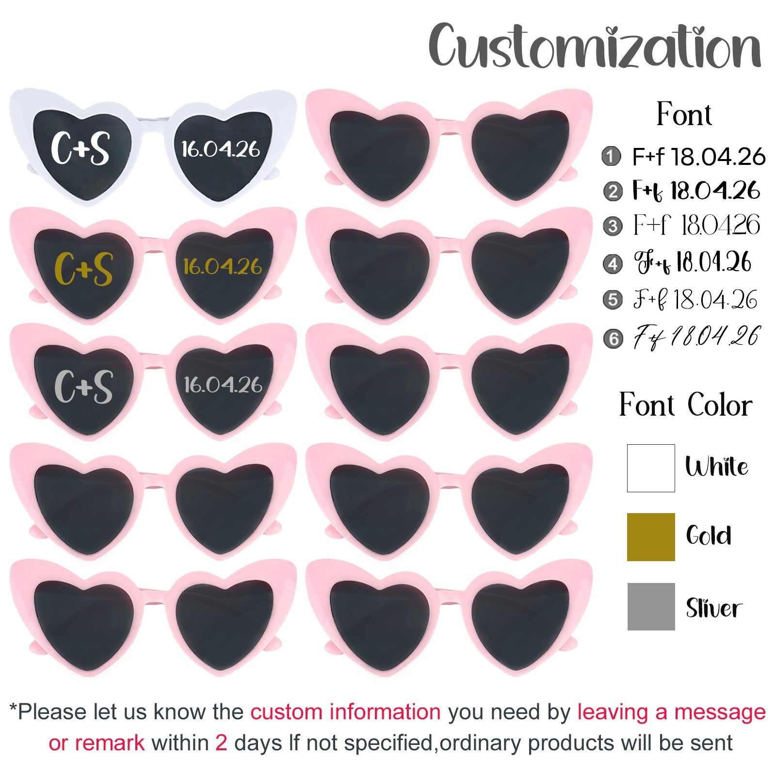 12-120Pcs Custom Wedding Sunglasses Personalised Heart Shaped Sunglasses Wedding Party Favors for Guest Date Initials Custom