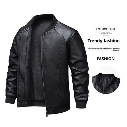 Men's Slim Fit Leather Jacket 2025 New Style Versatile Cool Fashionable PU Leather Coat Casual Streetwear