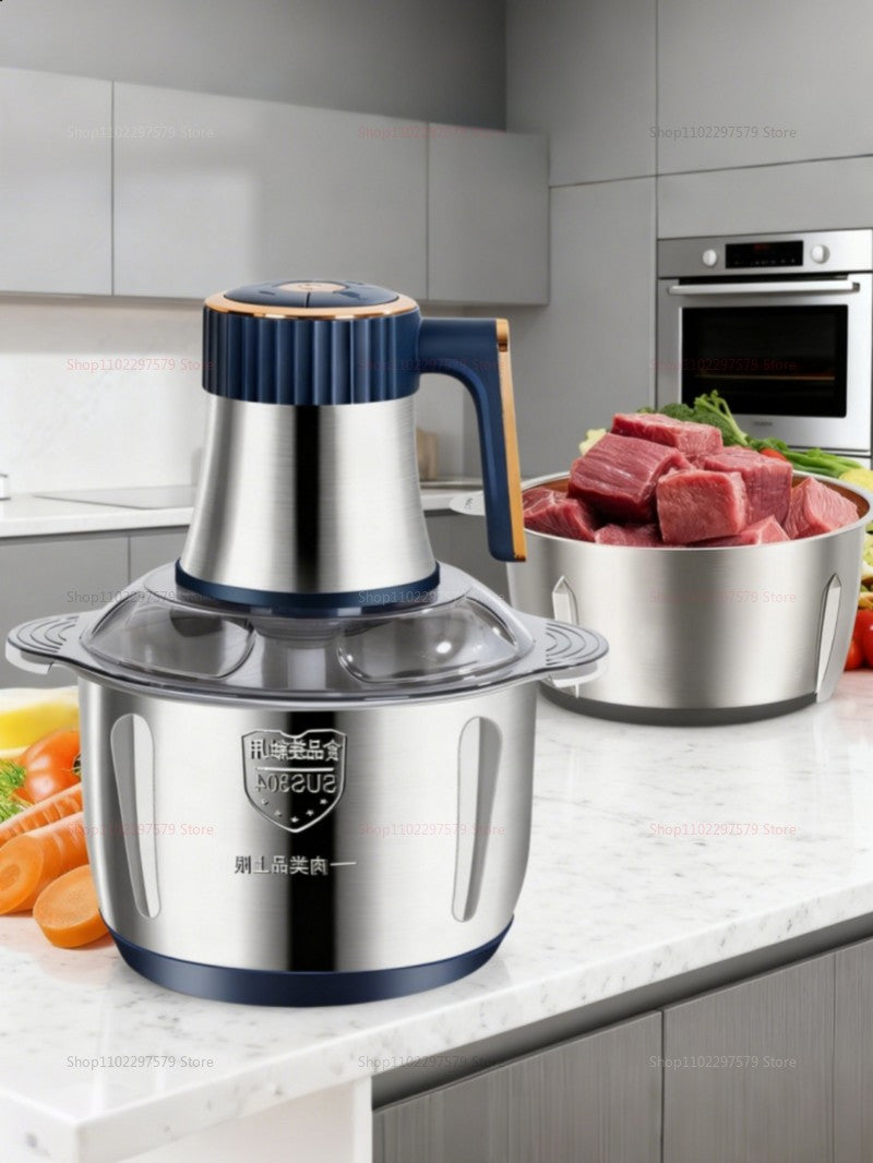 Moedor de Carne Elétrico 5L Triturador de Alimentos Aço Inoxidável Processador Cortador de Legumes Multifuncional para Liquidificadores de Cozinha