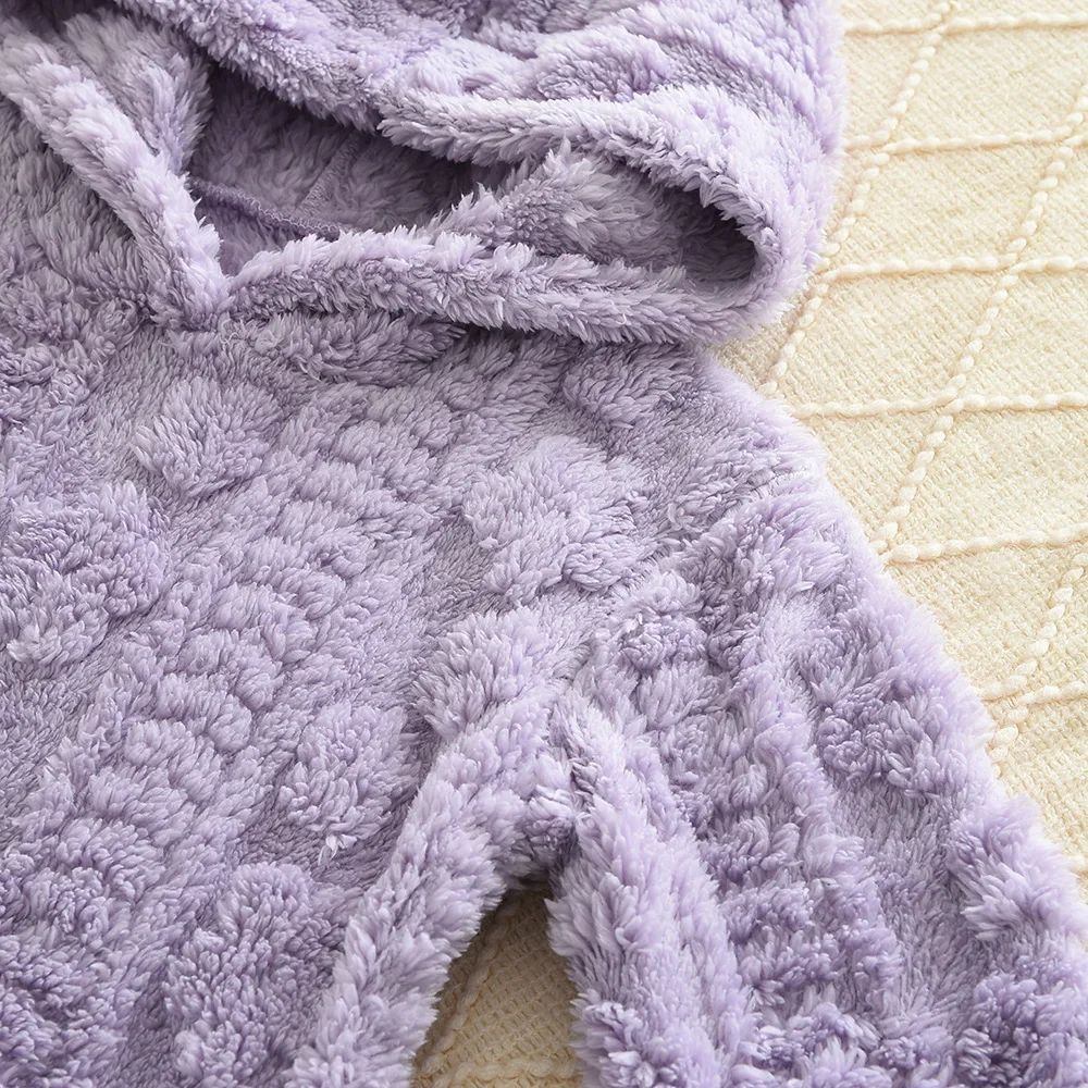 Baby Girl Clothes Purple Plush Jacquard Top+Pants 2-piece Set for Autumn and Winter Home Kids Casual Pajamas 3-7 Years Old