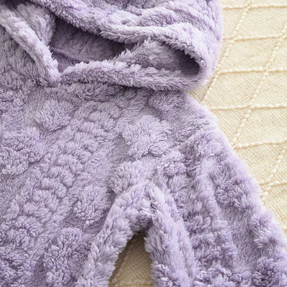 Baby Girl Clothes Purple Plush Jacquard Top+Pants 2-piece Set for Autumn and Winter Home Kids Casual Pajamas 3-7 Years Old