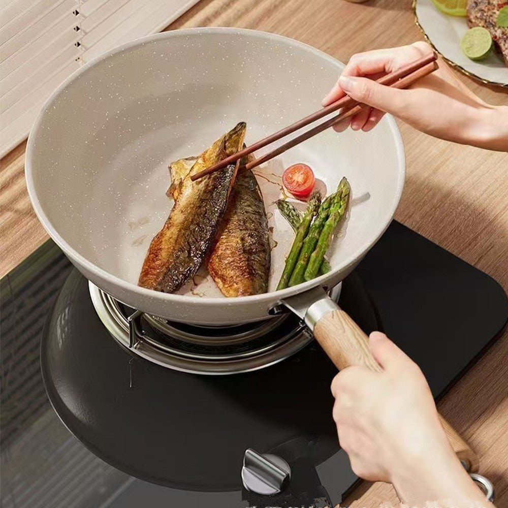Deepen Non-Stick Frying Pan Wok Medical Stone Household Steak Pancake Pot Induction Cooker Gas Stove Universal Kitchen Cookware