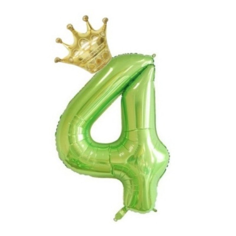 2Pcs 40Inch Fruit Green 0-10 Number Foil Balloon with Mini Gold Crown for Birthday Christmas Valentine Party Decor
