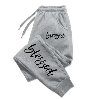 Autumn Woman Man Casual Loose Sweatpants Letter Printed Fitness Pocket Drawstring Sport Pants Fleece Warm Jogging Sportswear