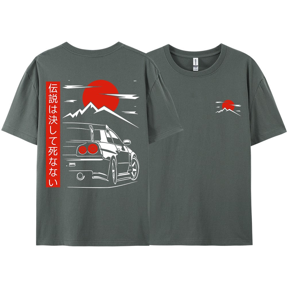 Japanese Style Car JDM Culture GTR Racing T Shirts Men Women Street Wear Original Design Oversized 100% Cotton Couple Tops Tees