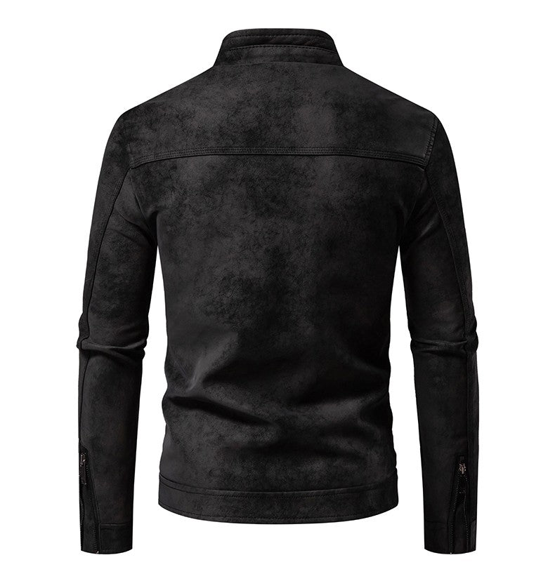 Spring Autumn Retro Leather Jackets Casual Men's Wear Tie Dyed Washed Matte Process Casual Outerwear Fashion Motorcycle Leather