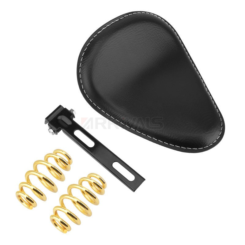 Assento de selim de couro de motocicleta retrô preto de couro solo para Harley Custom Chopper Bobber Honda Yamaha Kawasaki Suzuki