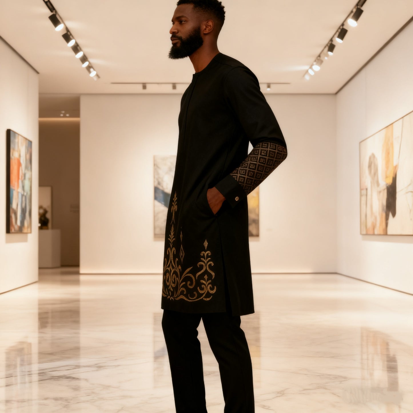 New African Traditional Men's Elegant Fashionable Casual Embroidery Two Piece Suit Set Kaftan - Latest Arrival men set