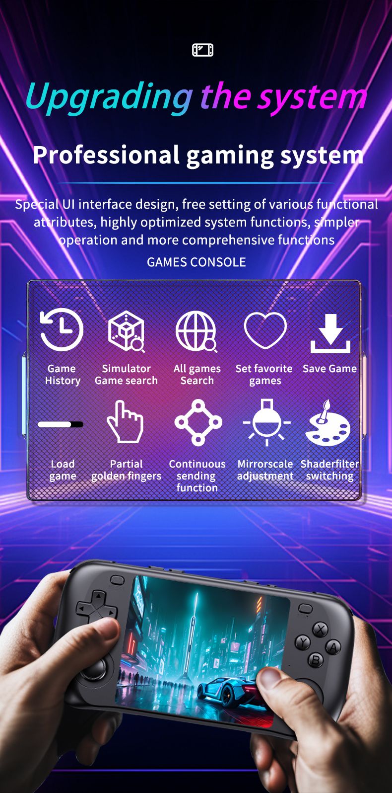 Retro Gaming Console H36S 2026 Handheld Portable Player IPS HD Display 64GB 128GB Open Source OS Classic Games