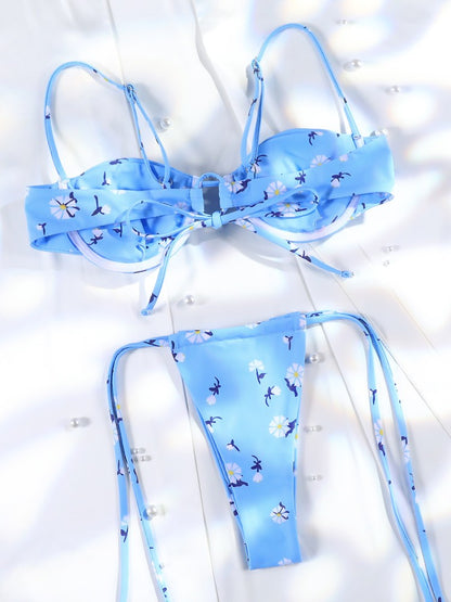 3 Pieces Bikini Set Sexy Push Up Bathing Suit Bandage Bikinis Low Waist Swimwear 2025 String Bikini Sets Women Summer swimsuit