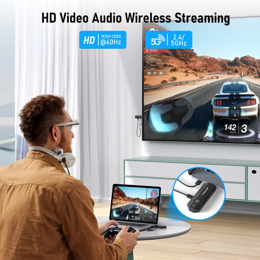 Transmissor e Receptor HDMI sem fio Lemorele 1080P Reunião Transmissor de Áudio Bluetooth para Laptop TV Projetor Monitor Câmera