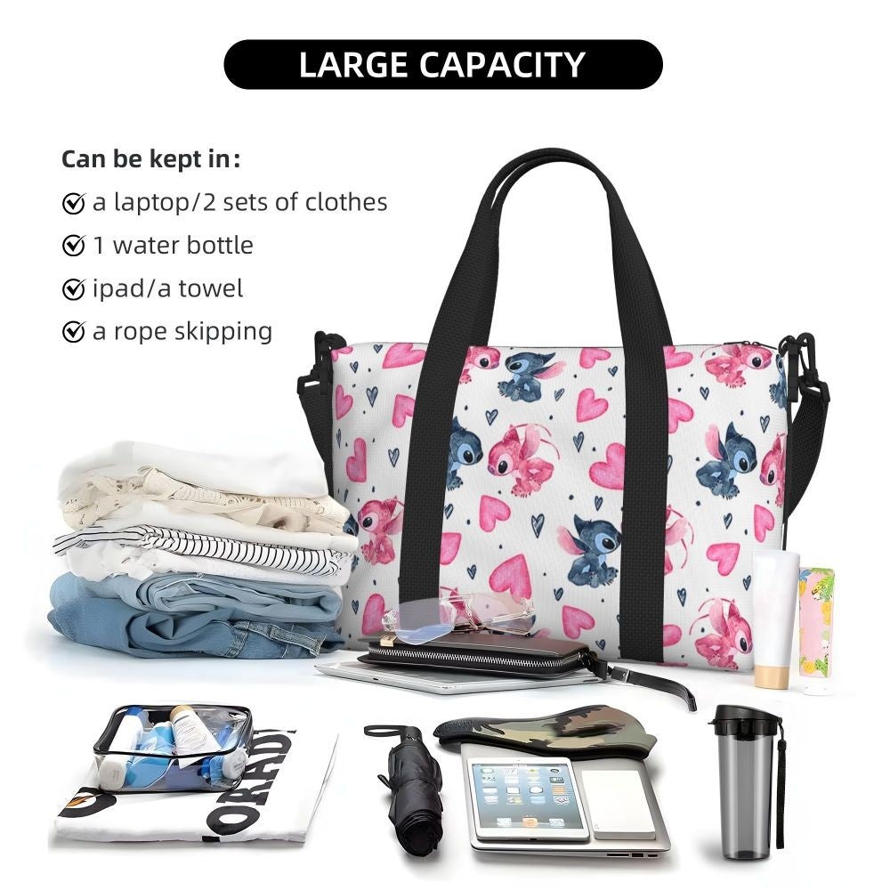 Custom Large SLilo And Stitch Cartoon Tote Bag Women Anime Shopping Shoulder Beach Gym Travel Bag